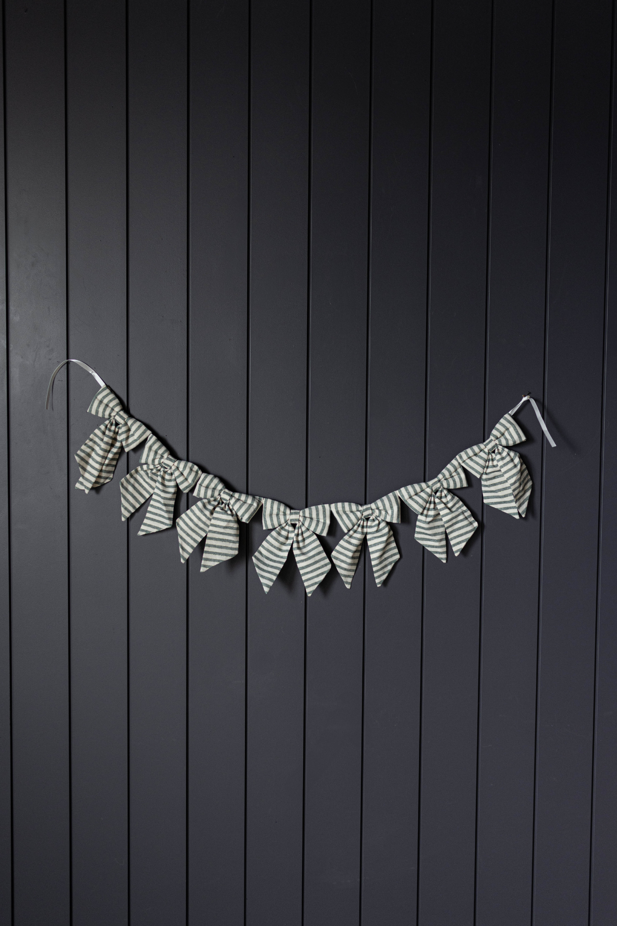 Striped Charcoal Bow Garland  | By Luxe B Co.