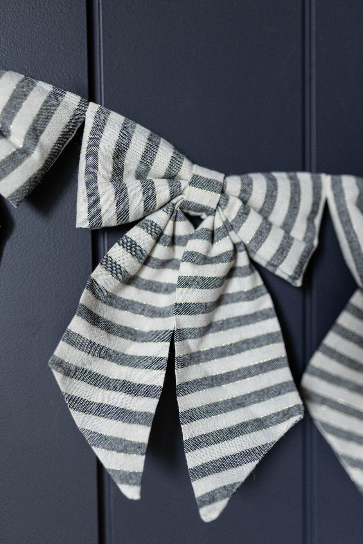 Striped Charcoal Bow Garland  | By Luxe B Co.