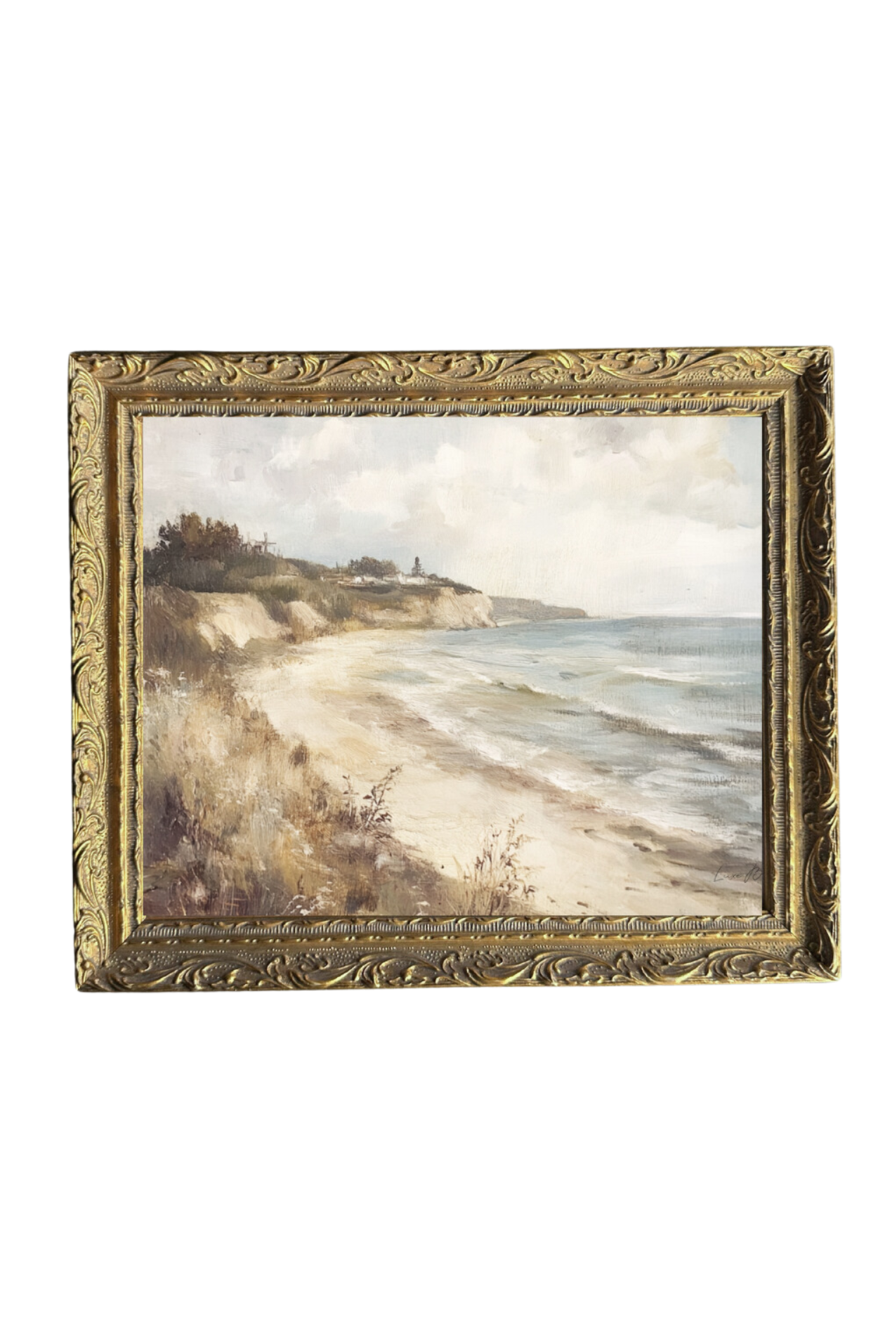 Vintage Coastline | French Brass Gold Mould Framed Art | By Luxe B Co.