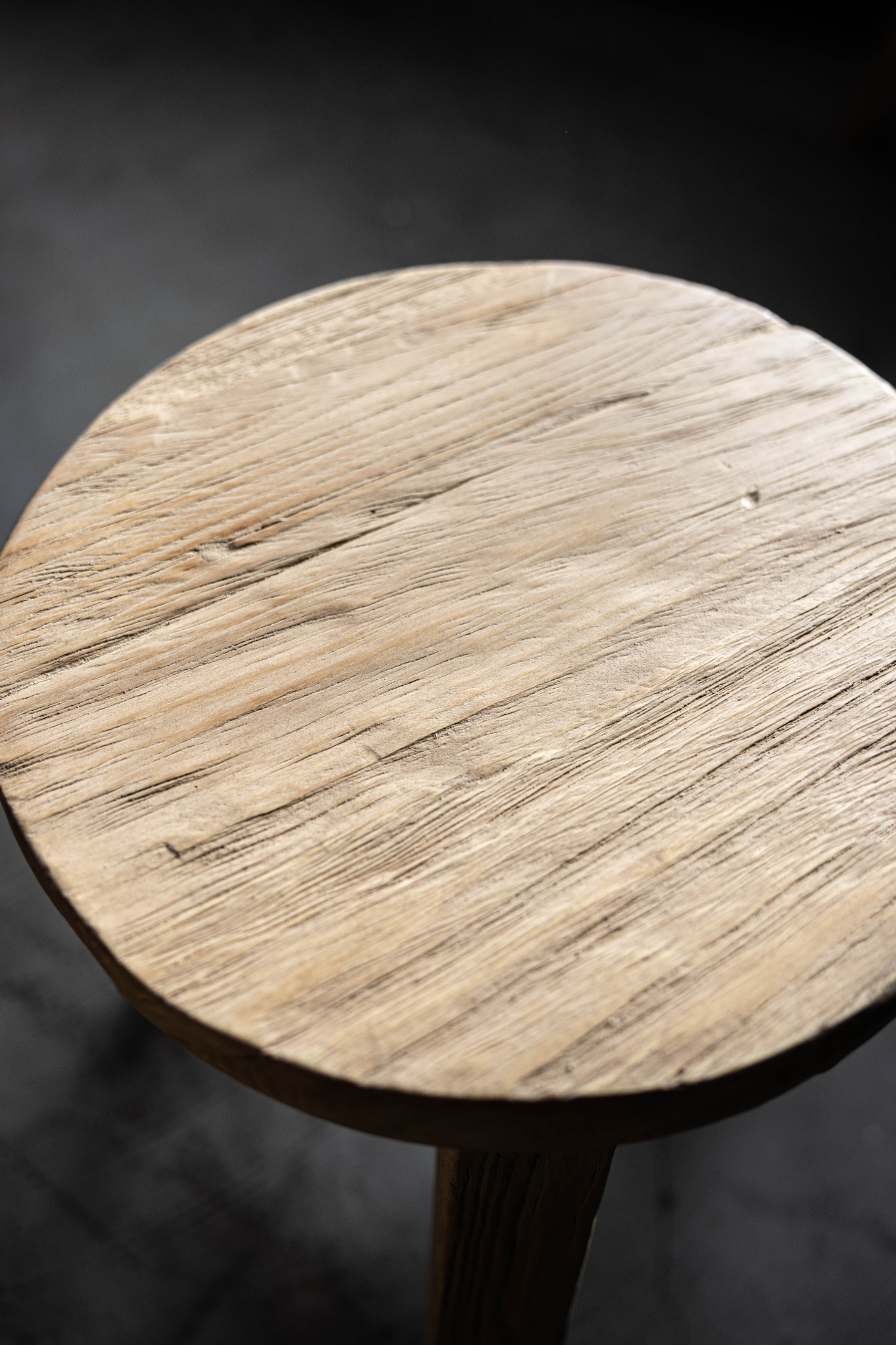Vintage Inspired Reclaimed Elm Wood Round Stool