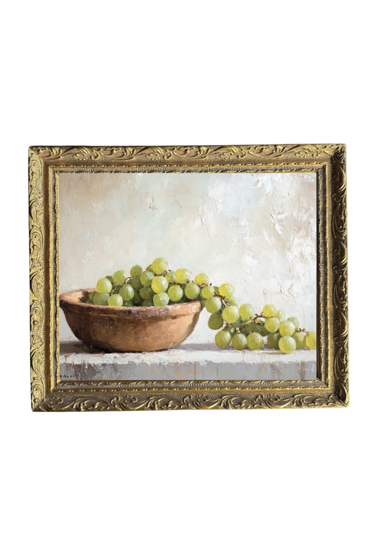 Vintage Grapes | French Brass Gold Mould Framed Art | By Luxe B Co.