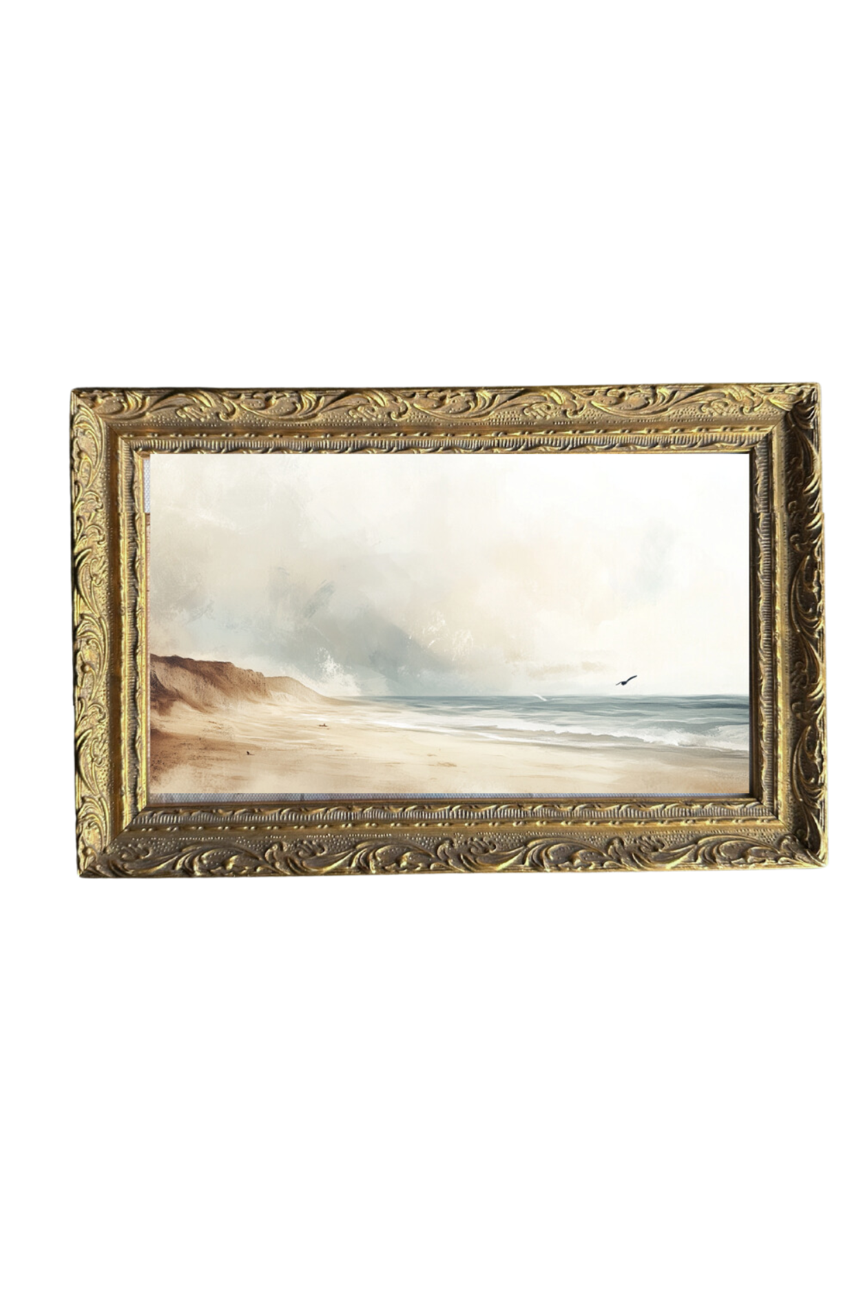 Vintage Seaside | French Brass Gold Mould Framed Art | By Luxe B Co.