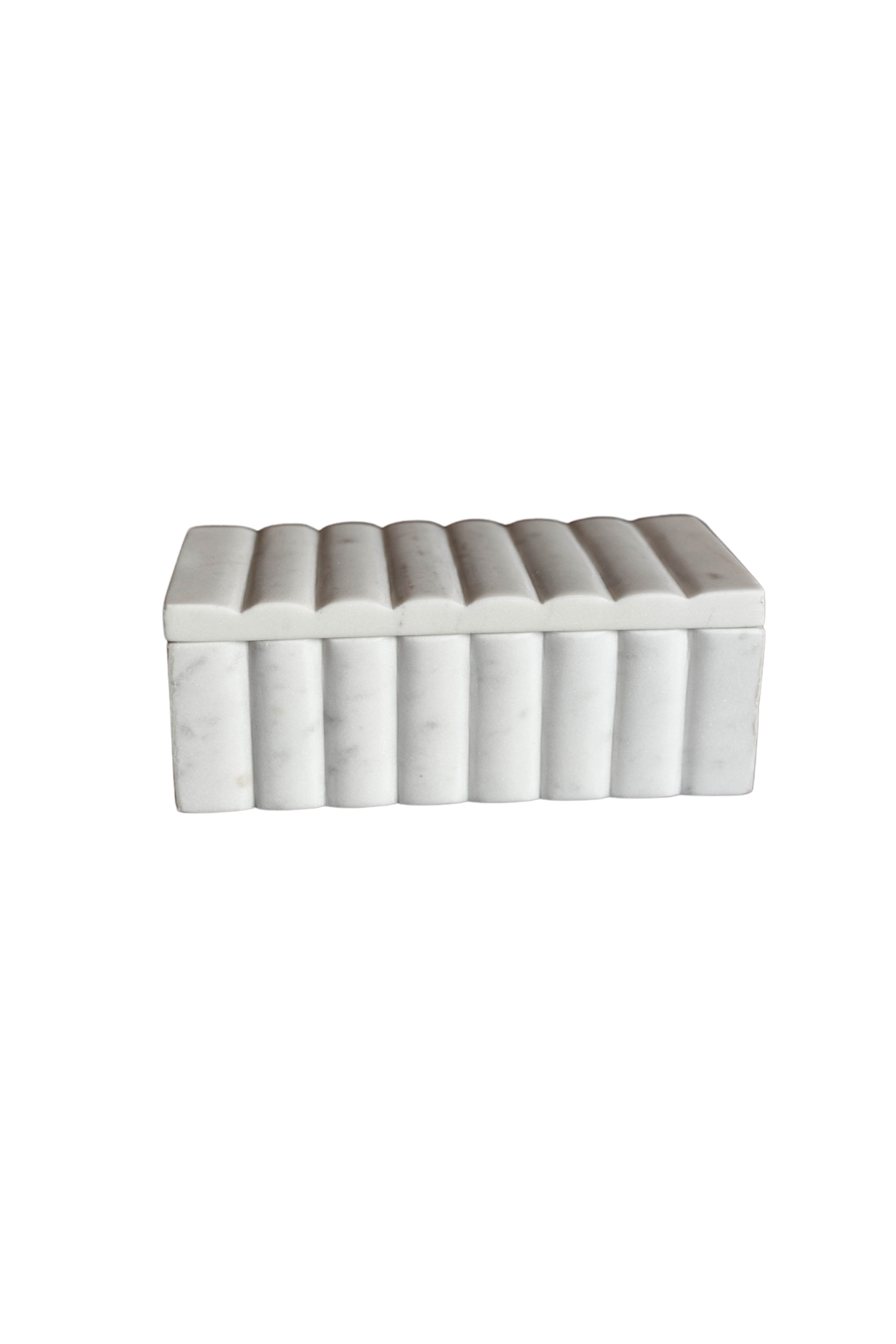 Marble Fluted Decor Box White | By Luxe B Co.