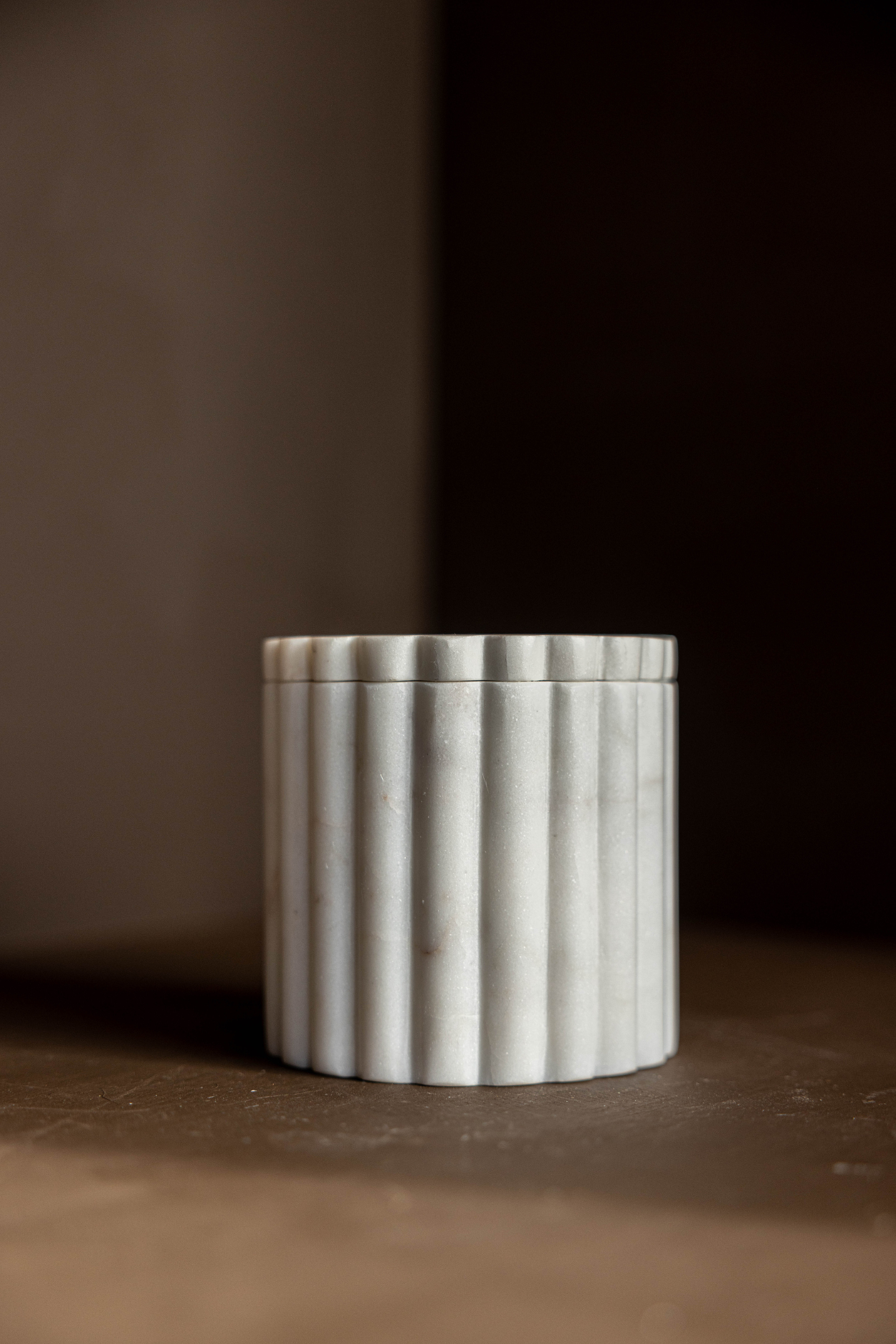  White Marble Fluted Jar | By Luxe B Co. 