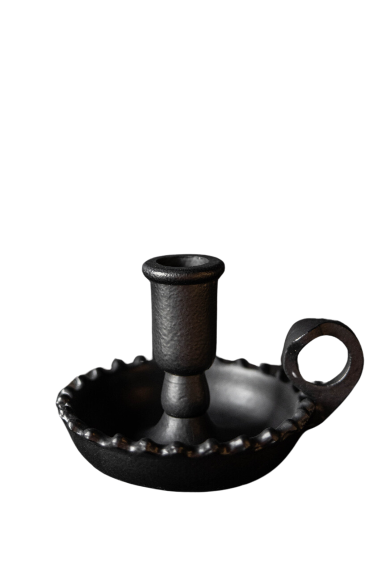 Scalloped Black Candle Holder